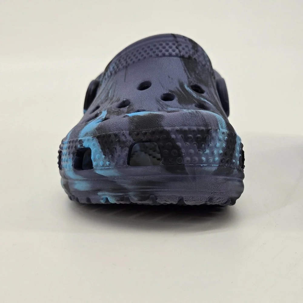 Crocs Classic Marled Clog Toddler Barefoot Shoes Blue Black Swirl Size C8 NWOT